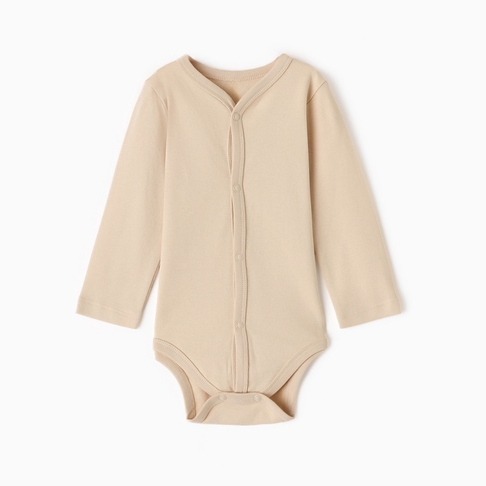 Боди детское с длинным рукавом MINAKU "Nature", цвет бежевый, рост 56-62 см