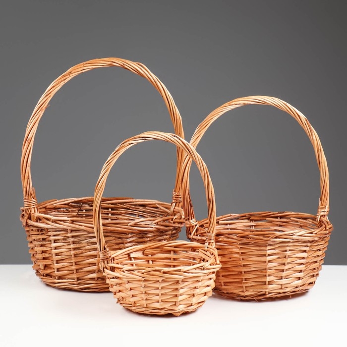 Набор корзин, 3 шт, 30&times;22/33 см,  26&times;12/28 см, 20&times;10/23 см, ива