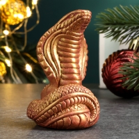 Новый год. Символ 2025. Фигура "Змея Кобра малая" бордовый с позолотой, 6х4х4см