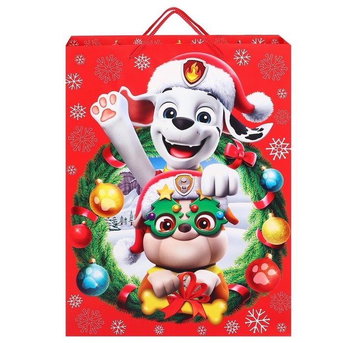 Пакет подарочный на новый год, 31х40х11.5 см, упаковка, Щенячий патруль