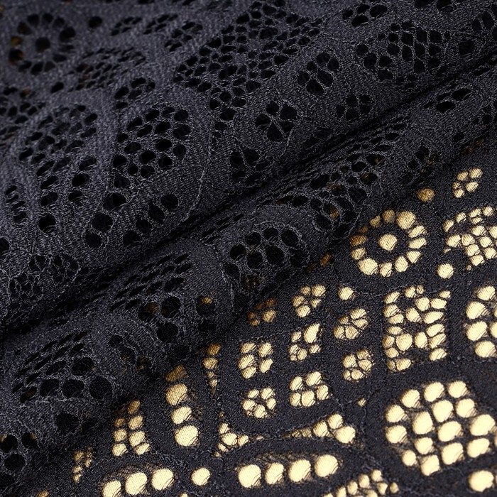 Кружевная эластичная ткань, 240 мм &times; 2,7 &plusmn; 0,5 м, цвет чёрный