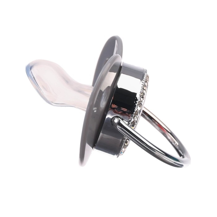 Соска - пустышка силиконовая ортодонтическая «I LOVE DAD», от 6 мес., с колпачком + держатель - цепочка, цвет серый/серебро, стразы Соска - пустышка силиконовая ортодонтическая «I LOVE DAD», от 6 мес., с колпачком + держатель - цепочка, цвет серый/серебро, стразы