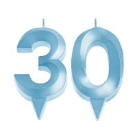 Свеча в торт юбилейная "Грань" (набор 2 в 1), цифра 30, голубой металлик, 6,5 см Свеча в торт юбилейная "Грань" (набор 2 в 1), цифра 30, голубой металлик, 6,5 см
