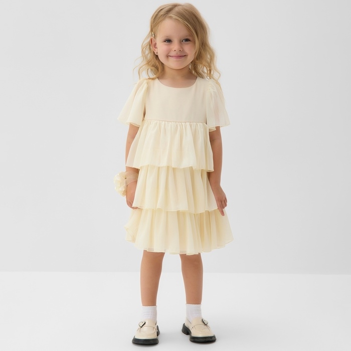 Платье для девочки MINAKU: PartyDress, цвет молочный, рост 104 см Платье для девочки MINAKU: PartyDress, цвет молочный, рост 104 см