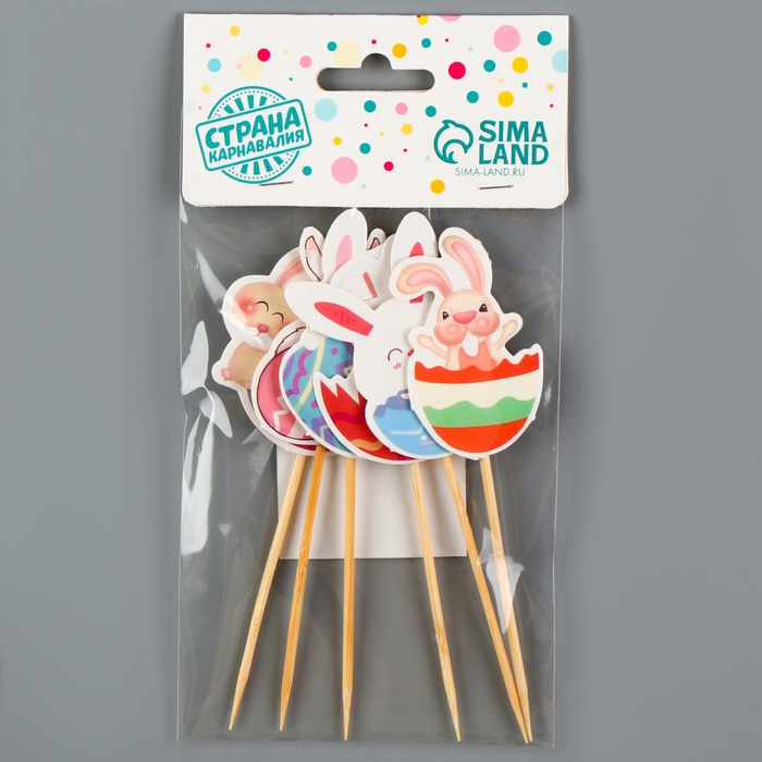 Шпажки &laquo;Пасхальные кролики&raquo;, набор 6 шт.