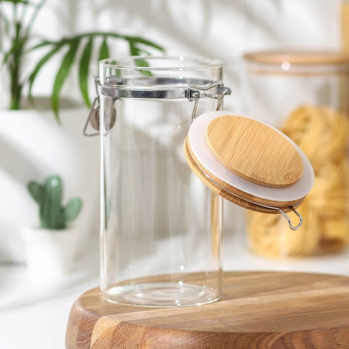 Банка стеклянная для сыпучих продуктов с бугельным замком Magistro «Эко», 1,2 л, 10×20 см Банка стеклянная для сыпучих продуктов с бугельным замком Magistro «Эко», 1,2 л, 10×20 см