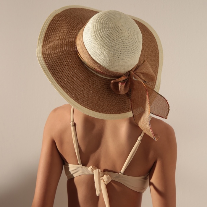 Шляпа женская MINAKU, цв. светло-коричневый, р-р 58 Шляпа женская MINAKU, цв. светло-коричневый, р-р 58