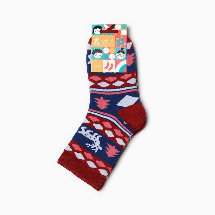 Носки детские махровые, цвет красный, размер 18-20 Носки детские махровые, цвет красный, размер 18-20