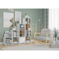 Стеллаж Лайт Бокс 2, 362х336х728, Белый/Дуб золотой