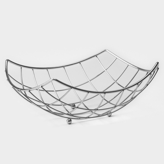 Фруктовница Доляна &laquo;Решето&raquo;, 23,5&times;23,5&times;10,5 см, цвет серебряный