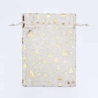 Новый год. Мешочек подарочный из холщи &ldquo;Елочки", 20 х 28 см