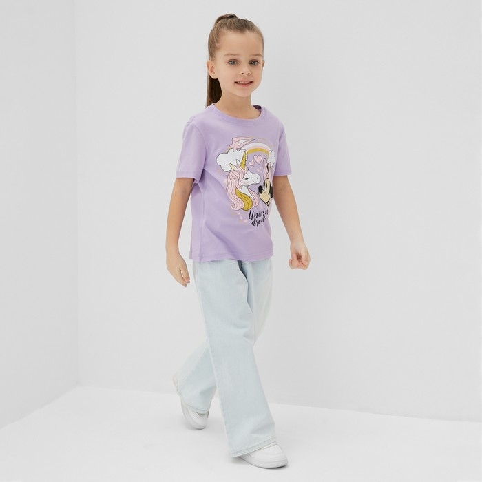 Футболка детская "Unicorn" Минни Маус, рост 122-128, лиловый