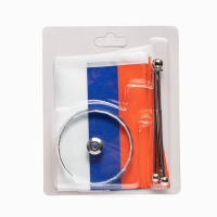 Флаг России настольный, на подставке, с двумя флажками 8 х 11 см, круг, 16.5 х 12 см