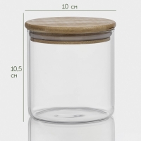Банка стеклянная для сыпучих продуктов с бамбуковой крышкой «Эко», 550 мл, 10×10,5 см Банка стеклянная для сыпучих продуктов с бамбуковой крышкой «Эко», 550 мл, 10×10,5 см