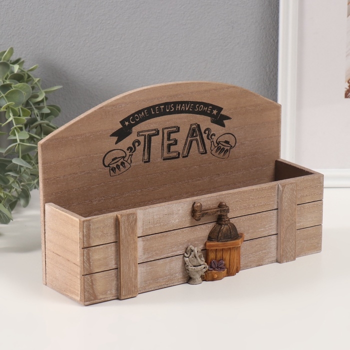 Шкатулка дерево с делениями "Чай и набор для варки кофе" 7х26,5х17 см