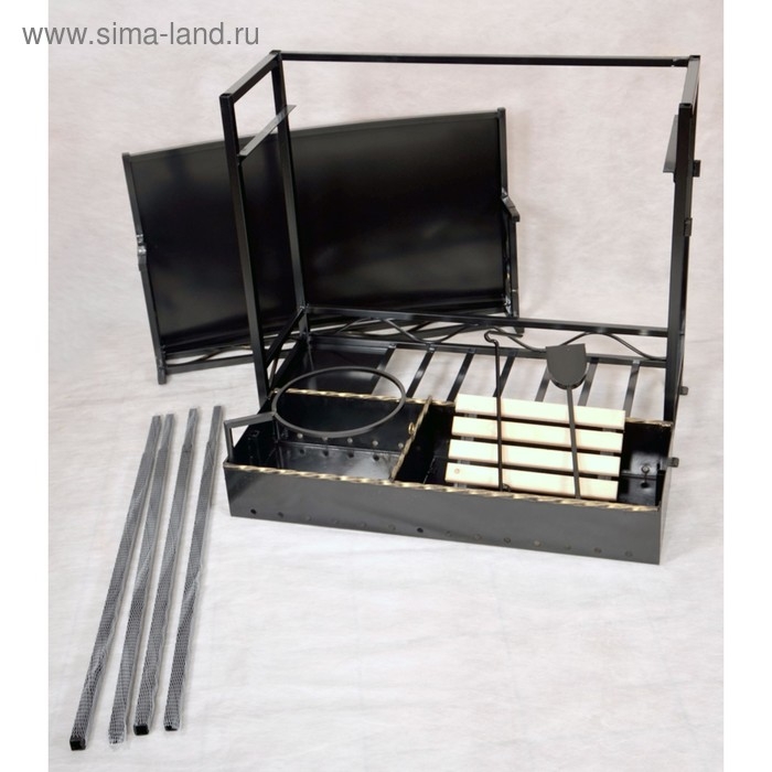 Мангал с крышей Хоттабыч 105 х 60 х 219 см, кочерга, совок, подставка под казан