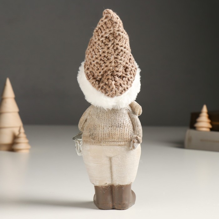 Сувенир полистоун "Малышка/Малыш в вязаном наряде, с носком/фонариком" МИКС 5х7,5х22 см