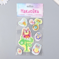 Наклейка картон 2 слоя "Филины в лесу" 17х12 см