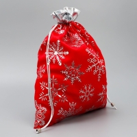 Мешочек подарочный плюш &laquo;Радость внутри&raquo;, снежинки, тиснение, 30 х 40 см +/- 1.5 см, Новый год