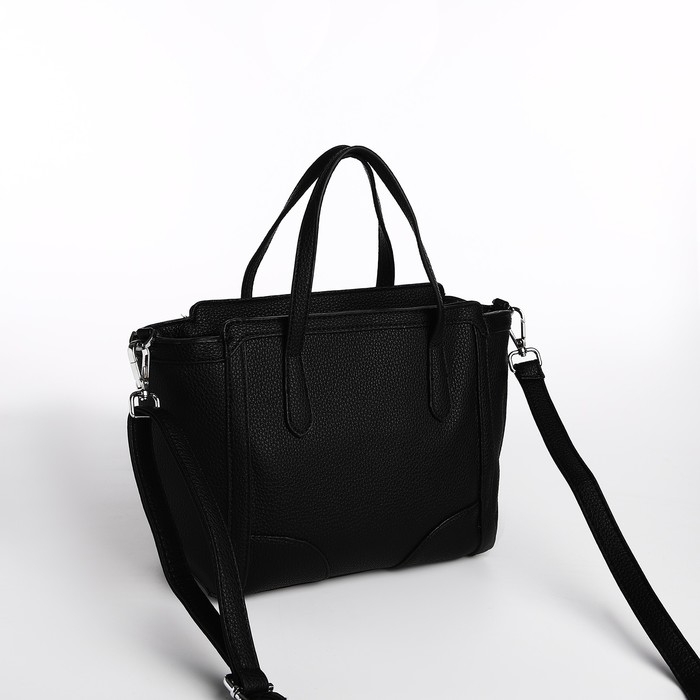 Сумка женская тоут на молнии, цвет чёрный