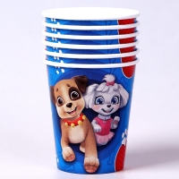 Набор бумажной посуды одноразовый с масками &laquo;Щенята&raquo;: 6 тарелок, 6 стаканов, 6 масок