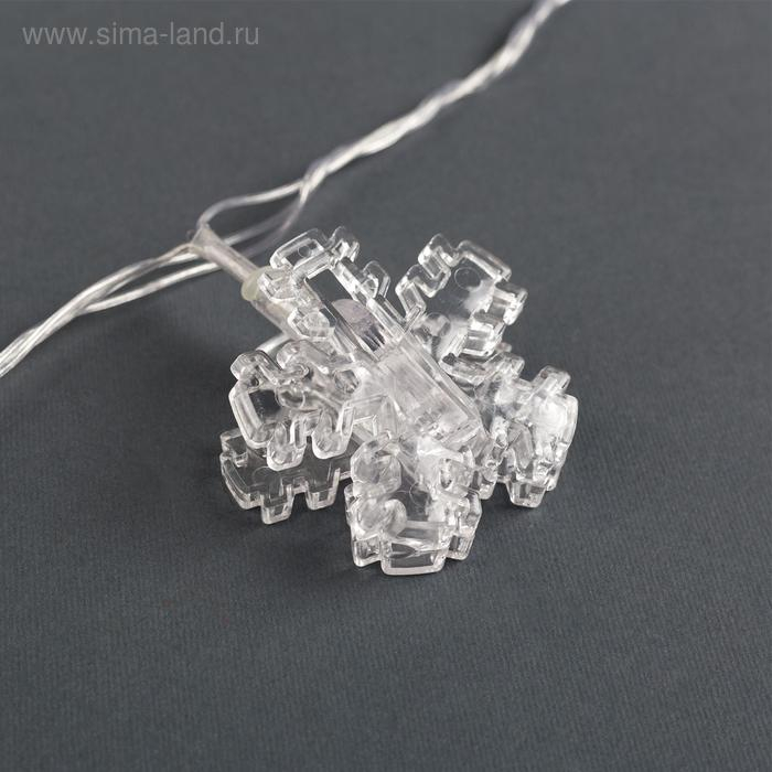 Гирлянда &laquo;Нить&raquo; 4.5 м с насадками &laquo;Прищепки-снежинки&raquo;, IP20, прозрачная нить, 20 LED, свечение тёплое белое, 220 В