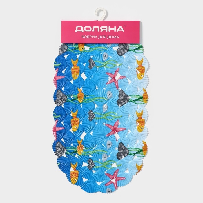Коврик противоскользящий в ванну на присосках Доляна &laquo;Морские игры&raquo;, 37&times;65 см