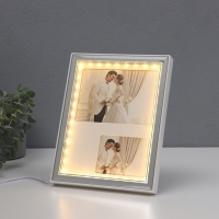 Фоторамка пластик на 2 фото 6х8,5 и 9х13 см "Яркие моменты" свет от USB, серебро 18х2х23 см 107050 Фоторамка пластик на 2 фото 6х8,5 и 9х13 см "Яркие моменты" свет от USB, серебро 18х2х23 см 107050