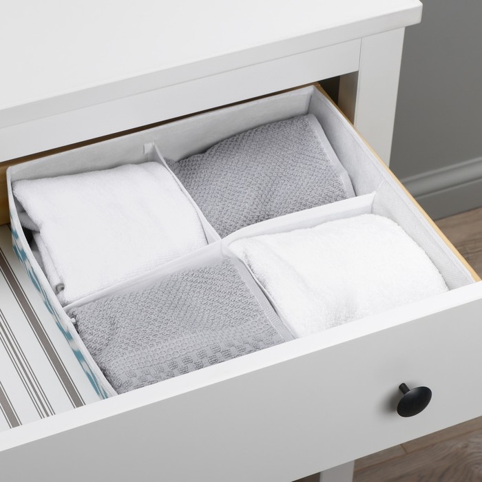 Органайзер для хранения белья Доляна «Лагуна», 4 ячейки, 29×29×10 см, цвет бирюзовый Органайзер для хранения белья Доляна «Лагуна», 4 ячейки, 29×29×10 см, цвет бирюзовый