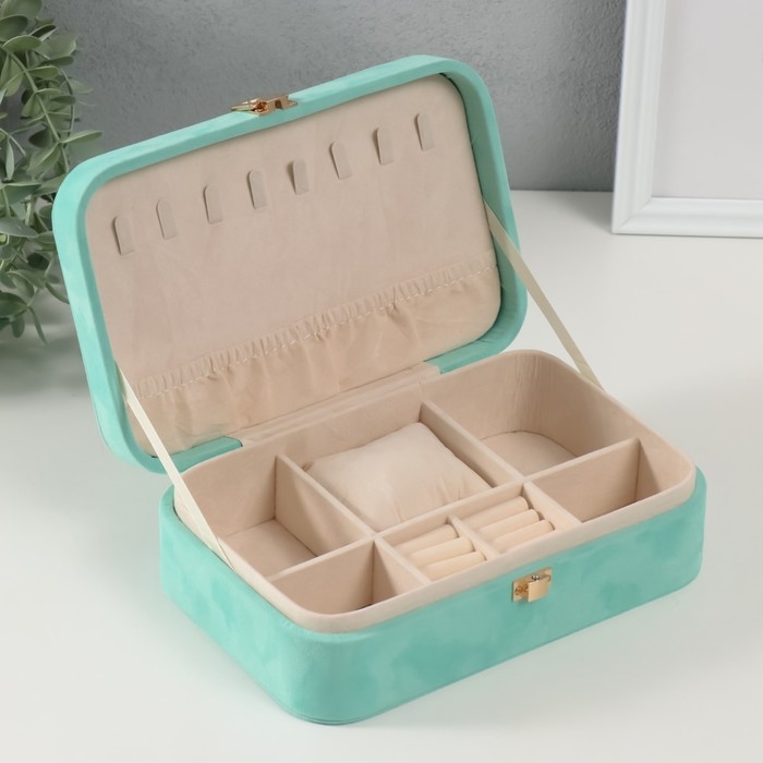 Шкатулка текстиль для украшений Шкатулка текстиль для украшений "Бант" голубой 22х14,5х7 см