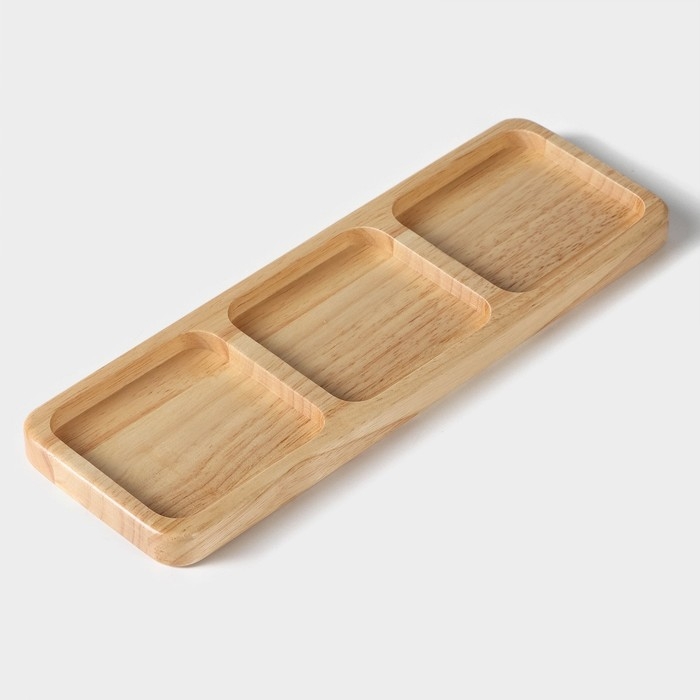 Менажница Magistro Tropical, 3 секции, 30×10×1,8 см, каучуковое дерево Менажница Magistro Tropical, 3 секции, 30×10×1,8 см, каучуковое дерево