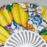 Веер пластик, текстиль "Лимонный орнамент" МИКС 23 см Веер пластик, текстиль "Лимонный орнамент" МИКС 23 см