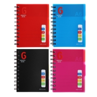 Блокнот на гребне А6, 100 листов, линия, обложка пластик, с разделителями, классика, МИКС Блокнот на гребне А6, 100 листов, линия, обложка пластик, с разделителями, классика, МИКС