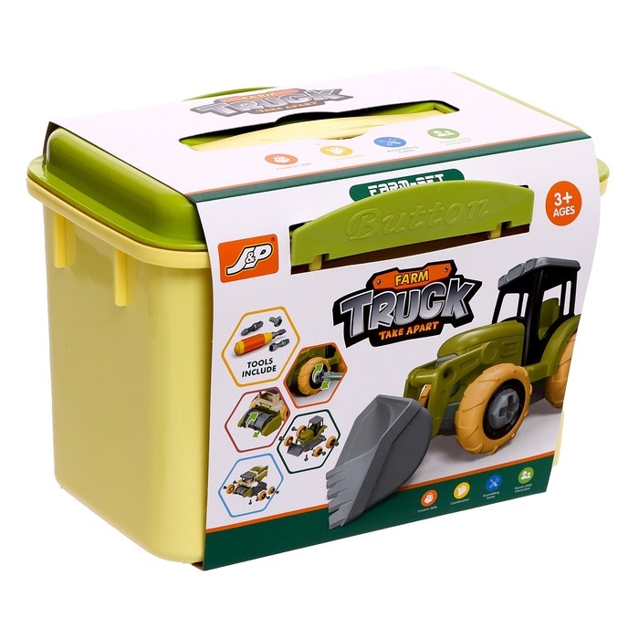 Конструктор винтовой «Трактор с 2 прицепами», с отвёрткой, и аксессуарами Конструктор винтовой «Трактор с 2 прицепами», с отвёрткой, и аксессуарами