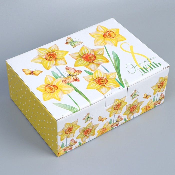 Коробка подарочная сборная, упаковка, &laquo;С 8 марта&raquo;, 26 х 19 х 10 см