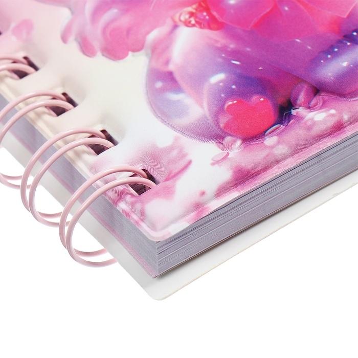 Записная книжка подарочная на гребне 80л,линия, цветной блок,обложка ПВХ 3D Кошка(10х10,5см)   10539