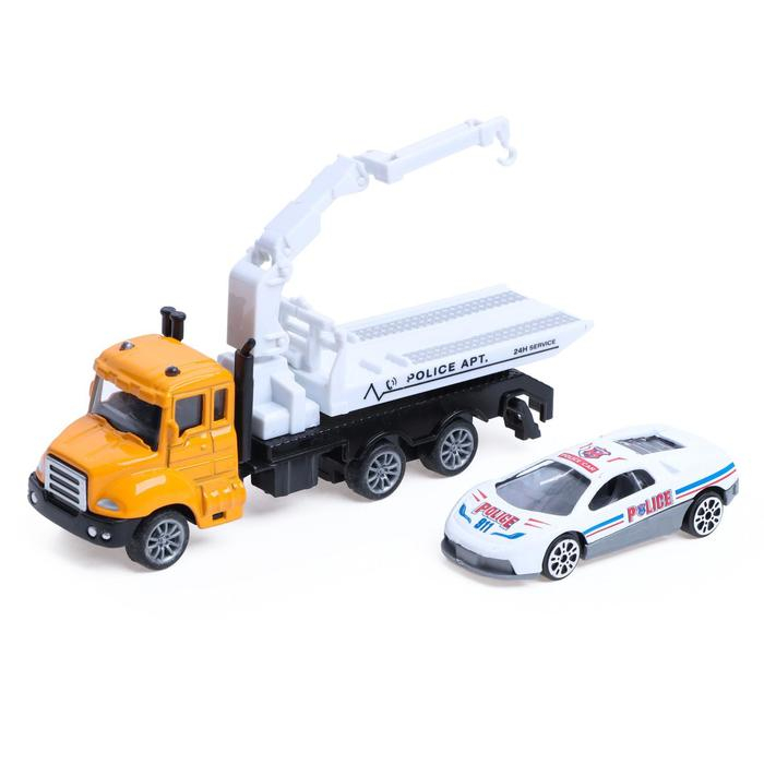 Грузовик металлический &laquo;Эвакуатор&raquo;, с машинкой, инерция, МИКС