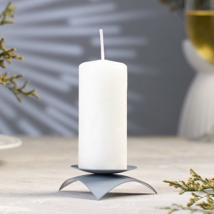 Подсвечник "Звездочка" металл на 1 свечу, 9х3,5 см, серый