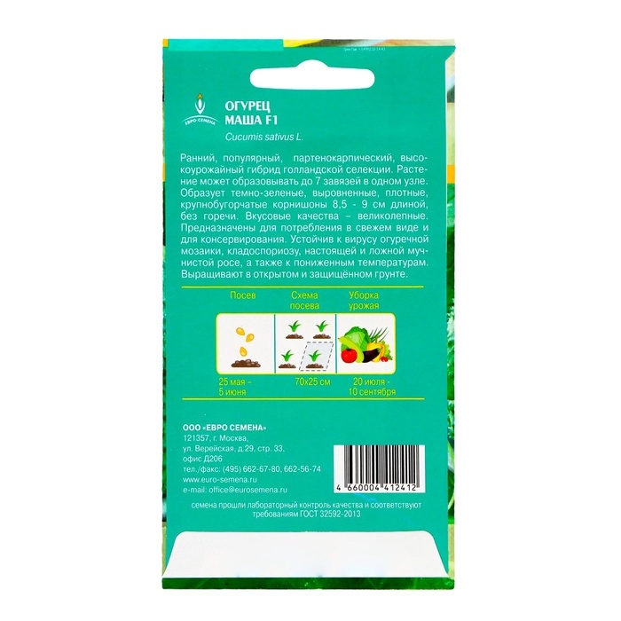 Семена Огурец "Маша" F1, партенокарпический, 5 шт.
