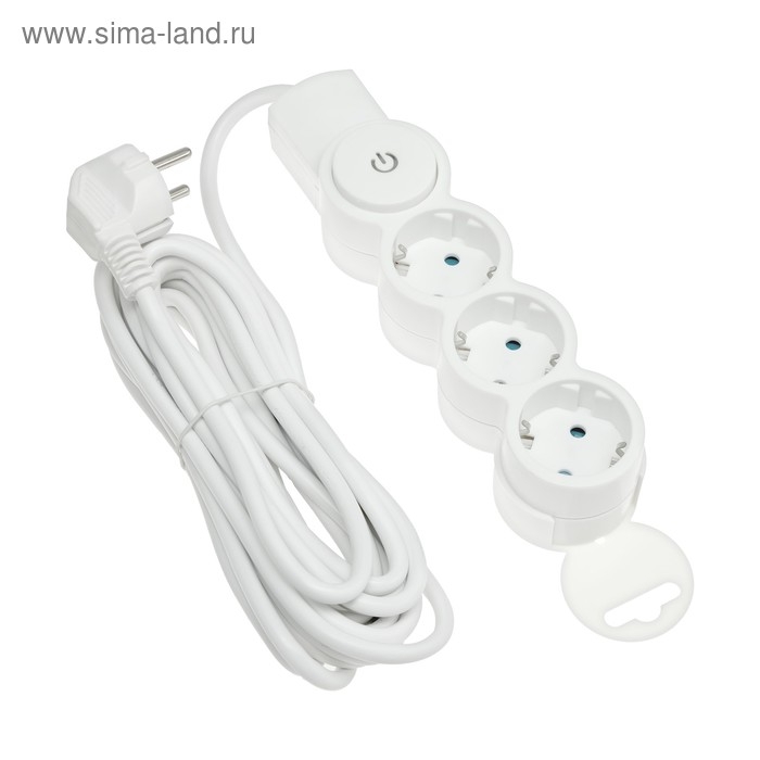 Удлинитель duwi, 3 розетки, 5 м, 10 А, 2200 Вт, ПВС 3х0.75 мм2, с з/к, с выключателем, белый Удлинитель duwi, 3 розетки, 5 м, 10 А, 2200 Вт, ПВС 3х0.75 мм2, с з/к, с выключателем, белый