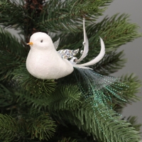 Ёлочные игрушки 3 шт. &laquo;Зимнее волшебство. Маленькая птичка&raquo; пластик, 5х11,5 см, белый