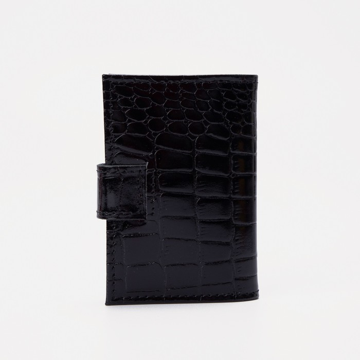 Визитница на кнопке, 18 карт, TEXTURA, цвет чёрный