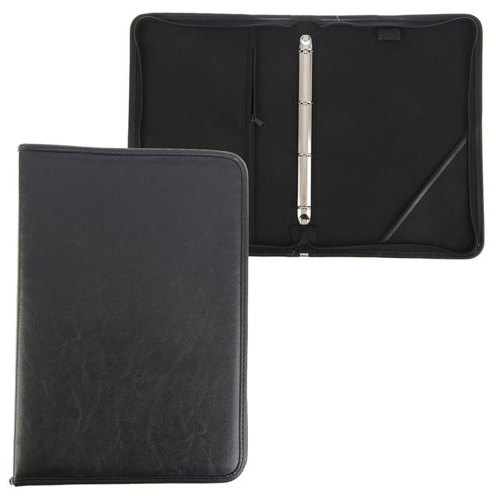 Пaпка деловая, искусственная кожа, для бумаг, 360 х 260 х 30 мм, с кольцевым механизмом 4, 6Л32 Пaпка деловая, искусственная кожа, для бумаг, 360 х 260 х 30 мм, с кольцевым механизмом 4, 6Л32 "Лайт", чёрная