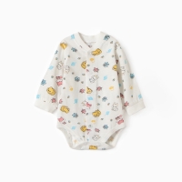 Боди детское с длинным рукавом, цвет экру/ЗВЕРИ, рост 68-74 см