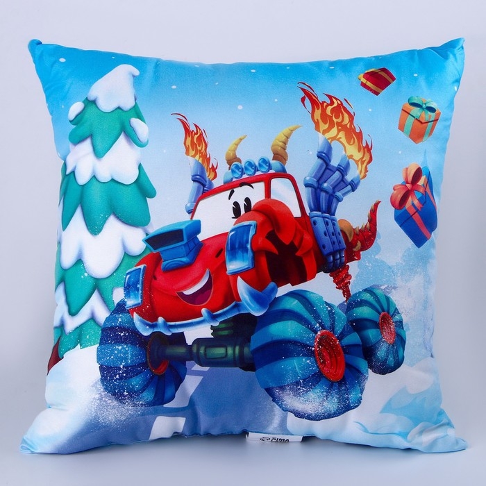 Новогодняя подушка квадратная &laquo;Тачка&raquo;, на новый год