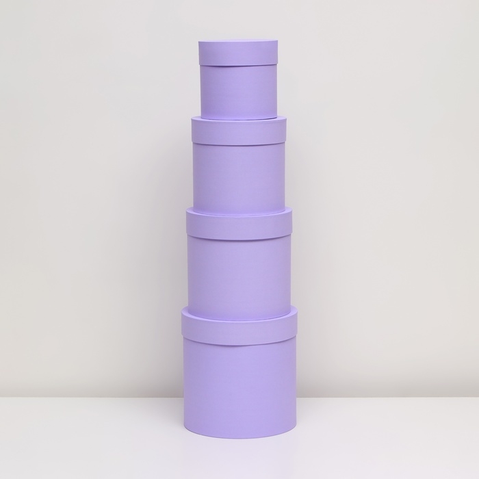 Набор шляпных коробок  4 в 1 "Светлая сирень" 21 x 21 x 21-  14 x 14 x 14 см