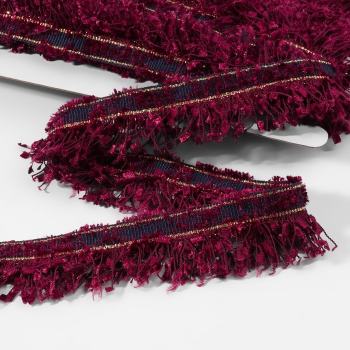 Тесьма декоративная &laquo;Твидовая&raquo;, односторонняя, 35 мм, 5 &plusmn; 0,5 м, цвет бордовый