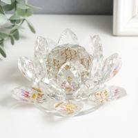 Сувенир стекло "Лотос прозрачный, на лепестках лотосы" 7х13,5х13,5 см