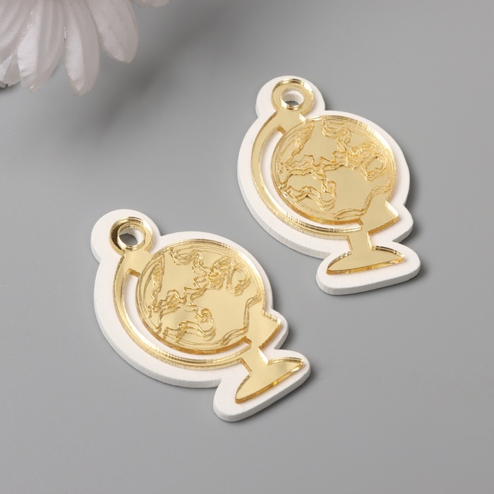 Декор для творчества дерево, пластик Декор для творчества дерево, пластик "Глобус" зеркальный набор 2 шт 3,4х5 см