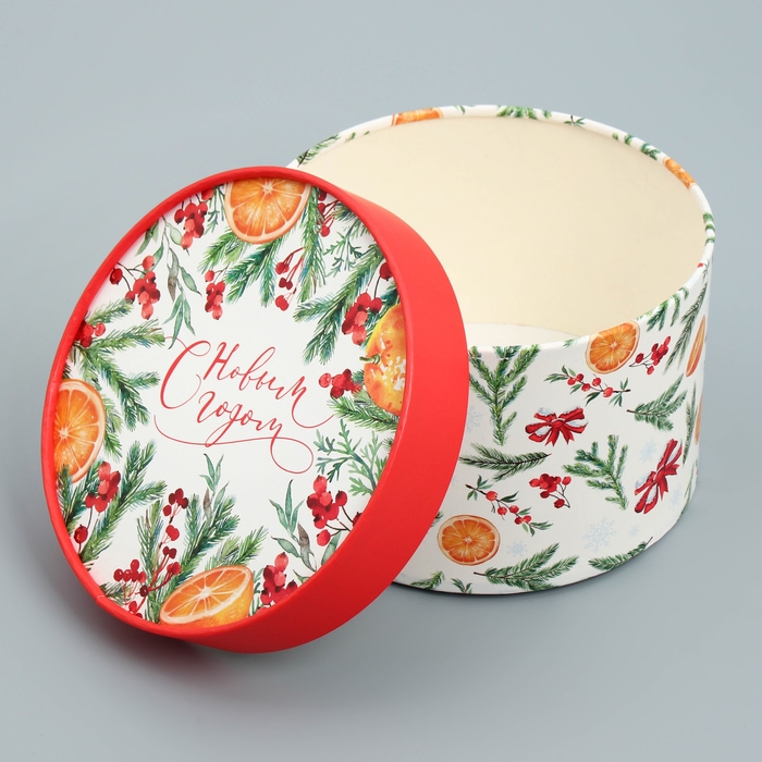 Набор шляпных коробок 3 в 1 &laquo;Акварельный&raquo;, 16 х 10, 14 х 9, 13 х 8.5 см, Новый год